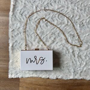 Bride “Mrs” Hard Plastic Purse with Gold Crossbody Strap